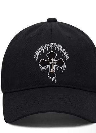 Кепка chrome hearts logo чорна унісекс хром хартс із хрестами на літо