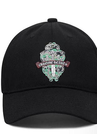 Кепка chrome hearts logo чорна унісекс хром хартс із хрестами на літо