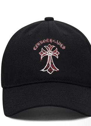 Кепка chrome hearts logo чорна унісекс хром хартс із хрестами на літо