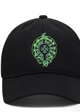 Кепка chrome hearts logo чорна унісекс хром хартс із хрестами на літо