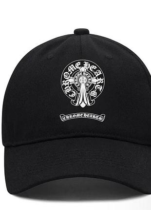 Кепка chrome hearts logo черная унисекс хром хартс с крестами на лето