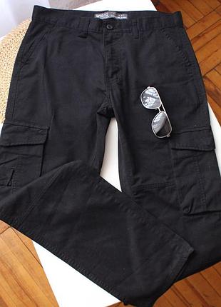 Черные коттоновые брюки карго denim co w32/l32