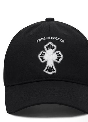 Кепка chrome hearts logo чорна унісекс хром хартс із хрестами на літо