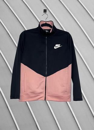 Жіноча олімпійка nike оригінал  чорно-рожева спортивна кофта на замку