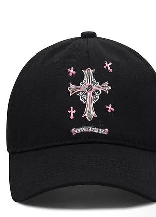 Кепка chrome hearts logo чорна унісекс хром хартс із хрестами на літо