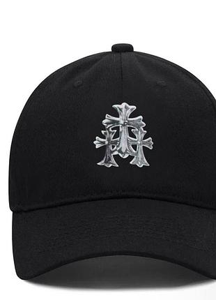 Кепка chrome hearts logo чорна унісекс хром хартс із хрестами на літо