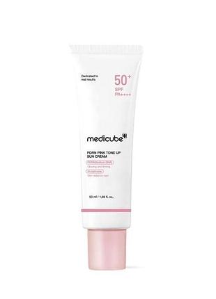 Сонцезахисний тонуючий крем з полінуклеотидами medicube pdrn pink tone up sun cream spf50+ pa++++, 50 мл