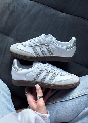 Жіночі кросівки adidas samba glitter silver