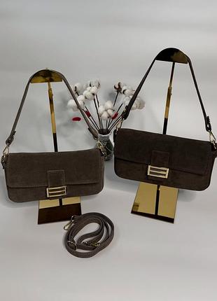 Коричневая замшевая сумка