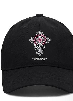 Кепка chrome hearts logo черная унисекс хром хартс с крестами на лето