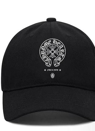 Кепка chrome hearts logo чорна унісекс хром хартс із хрестами на літо