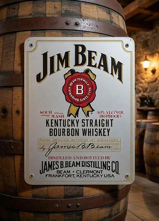 Металлическая винтажная табличка jim beam виски бурбон декор 14х20 см
