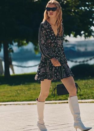 Zara сукня плаття коротке v-виріз з довгим рукавом