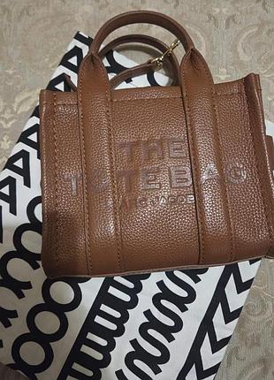 Жіноча сумка орігинал marc jacobs mini tote bag brown натуральна шкіра