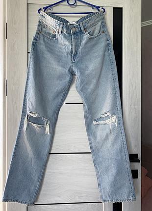 Прямі джинси з розрізами zara