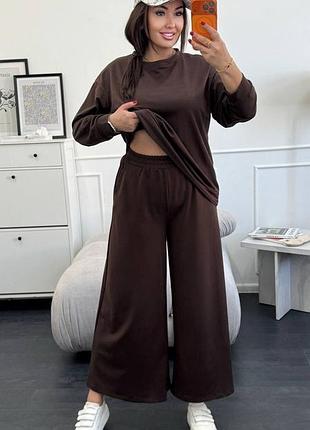 Костюм повсякденний коричневий штани палаццо