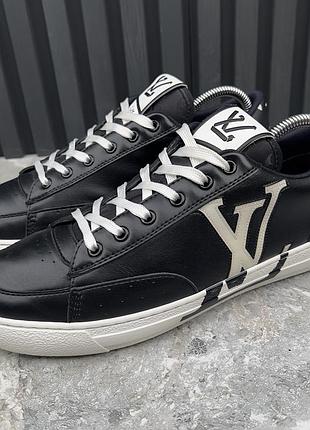 Louis vuitton charlie trainers logo sneaker black leather мужские кроссовки кожа оригинал 41 eur