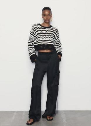 Вкорочений светр джемпер кроше оверсайз zara p s