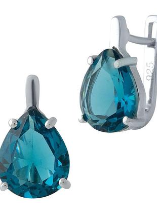 Серебряные серьги высокогокачества с топазом лондон блю 5.867ct (1986592)