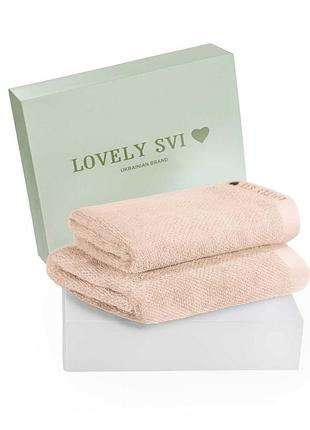 Набор 2 жаккардных полотенца в коробке lovely svi 70 х 140 см и 50 х 90 см молочный (170226)