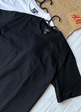 Футболка мужская в белом и черном цвете relaxed fit h&m 4