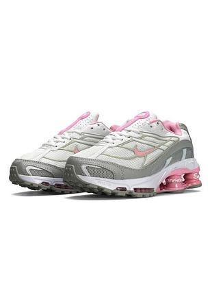 Жіночі кросівки nike x supreme shox ride 2 sp grey white pink