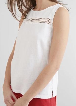 Блуза білосніжна, топ з 100% льону