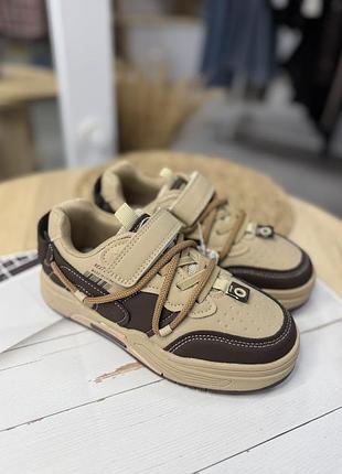 Детские кроссовки 34 jong•golf бежево-коричневые – стильные и комфортные (вз06607)