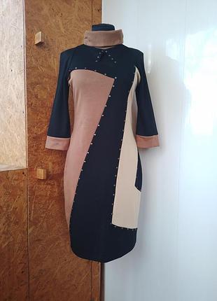 Брендовое вискозное трикотажное платье-миди гольф платье