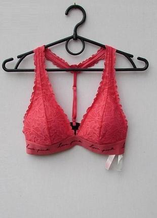 Кружевной бюстгальтер бралетт с поролоном  xs    victoria's secret