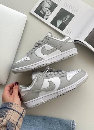 Кроссовки nike dunk low leather grey