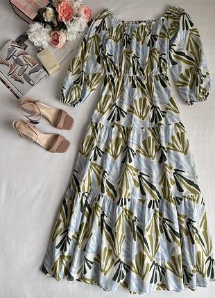 Котонова довга сукня з відкритими плечиками від m&s