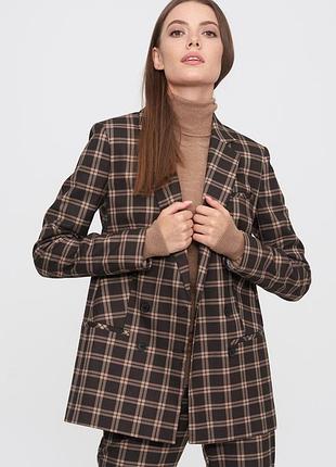 Костюм natali bolgar коричневий в клітку (піджак 34, штани 36)