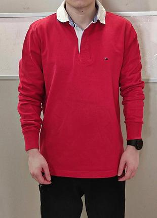 Для мужчин регбийка tommy hilfiger vintage fit long sleeve rugby shirt red