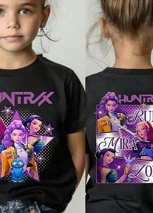 Футболка для дівчаток huntrix k-pop demon hunters в чорному кольорі