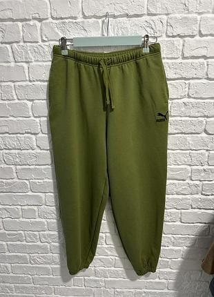 Штаны спортивные puma oversize fit, хаки размер s