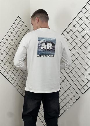 Білий щільний оверсайз лонгслів h&m arctic republic