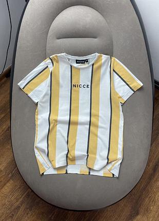 Жовто біла футболка nicce в смужку