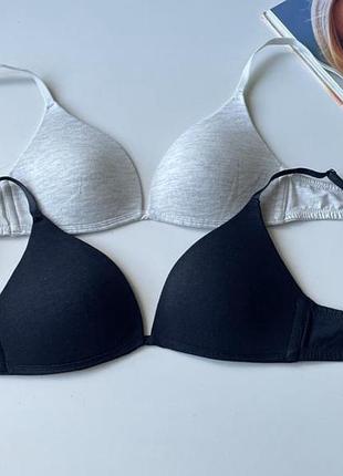 Комплект безшовних бюстгальтерів primark (2 шт) | 70c | сірий та чорний