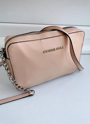 Гарна жіноча сумка крос-боді з натуральної шкіри michael kors.