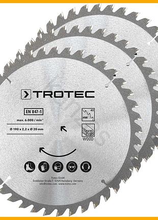 Диск пиляльний trotec 190х20х2,2 hw40 wood 40 зубів для деревини композитних матеріалів 3 шт