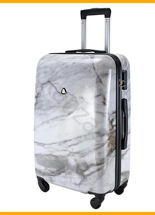 Чемодан semi line 28" white marble поликарбонат жесткий на 4 колесах для путешествий белый чемодан