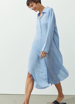 Свободное натуральное платье-рубашка h&m