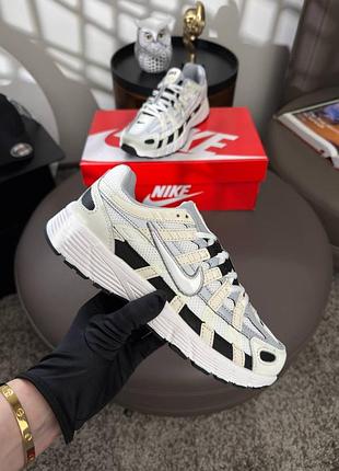 Женские кроссовки nike p-6000 white beige black