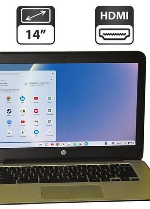 Ноутбук б-клас hp chromebook 14 g4 / 14" (1366x768) tn / intel celeron n2840 (2 ядра по 2.16 - 2.58 ghz) / 4 gb ddr3 / 16 gb emmc