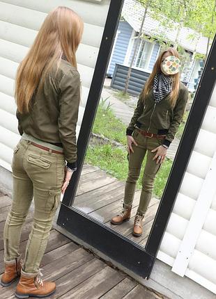 Куртка бомбер жіноча, колір хакі, мілітарі стиль + готовий образ 5