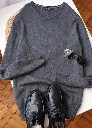 Базовый серый джемпер с v образным вырезом crew clothing company размер s