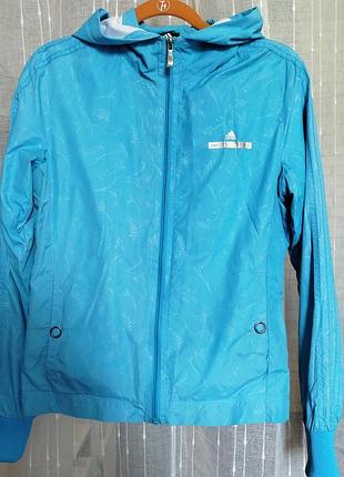 Женская спортивная кофта ветровка олимпийка голубая adidas s