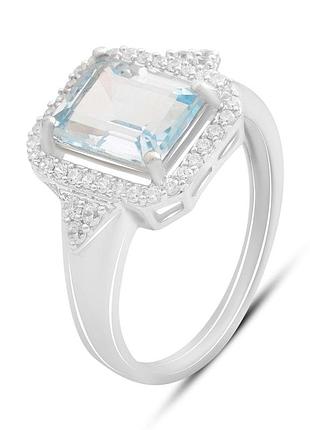 Серебряное кольцо высокогокачества с натуральным топазом 3.232ct, вес изделия 3,82 гр (2188315) 17.5 размер