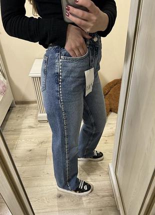 Блакитні прямі джинси zara wide leg stradivarius прямі 34 р mango hm massimo dutti ivana marsego